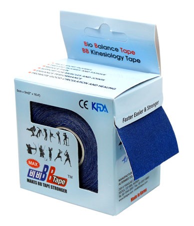 Кинезио тейп BBTape MAX с усиленным клеем 5см*5м, темно-синий