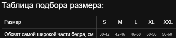 Таблица размеров: Бандаж на бедро ORTO HBC 120