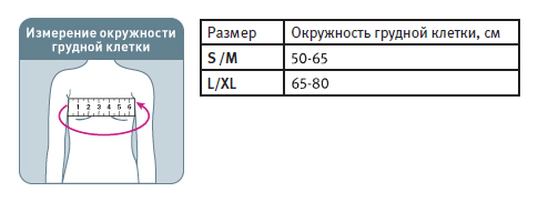 Таблица размеров: Ключичная повязка Orlett CS-160(P)
